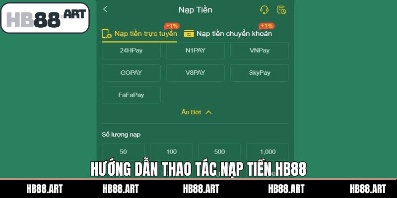 Chỉ dẫn các thao tác gửi vốn vào HB88